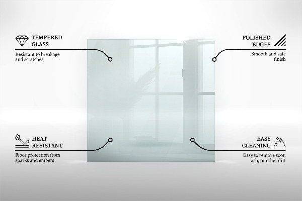 Kandalló alátét üveg 60x60 cm