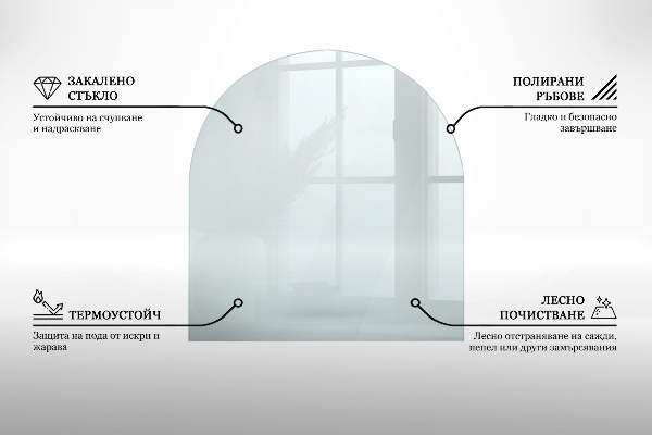 Kandalló üveg alátét 80x70 cm