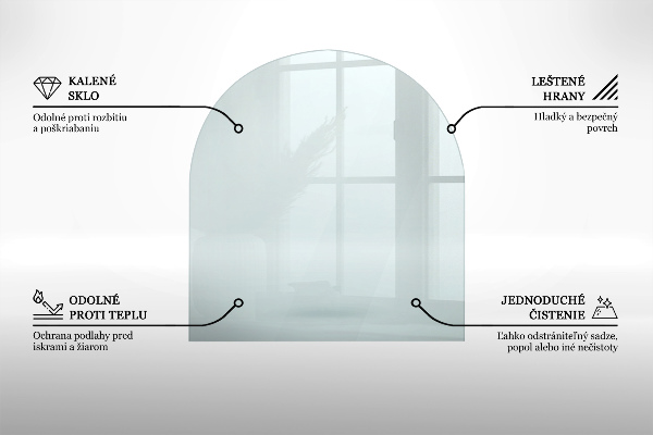 Kandalló üveg alátét 80x70 cm