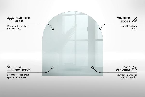 Kandalló üveg alátét 80x70 cm