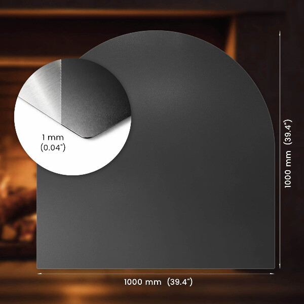 Félköríves fekete kandalló alátét 100x100 cm