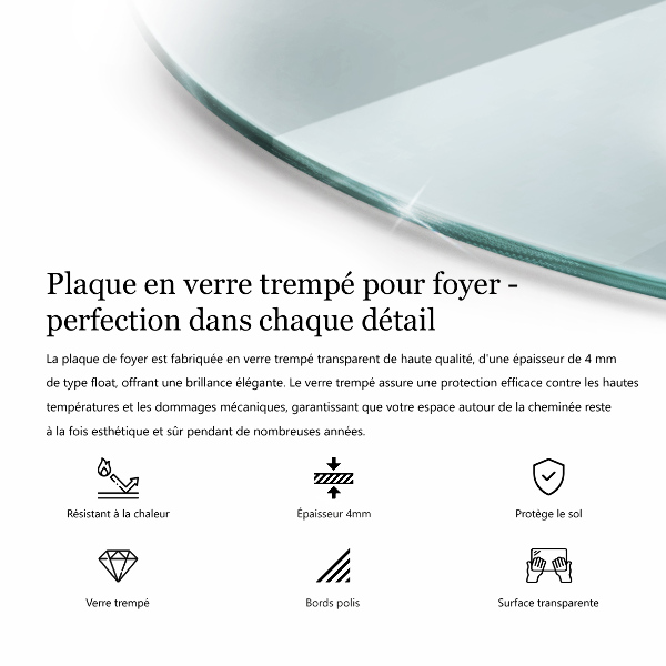 Üveg kandalló alátét fi100 cm