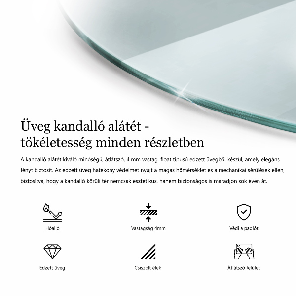 Üveg kandalló alátét fi100 cm