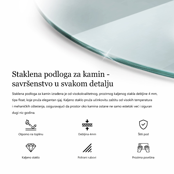 Üveg kandalló alátét fi100 cm