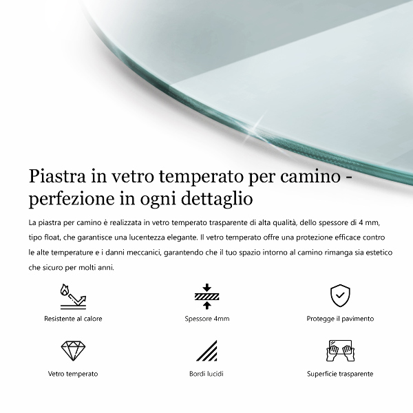 Üveg kandalló alátét fi50 cm