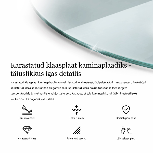 Üveg kandalló alátét fi60 cm