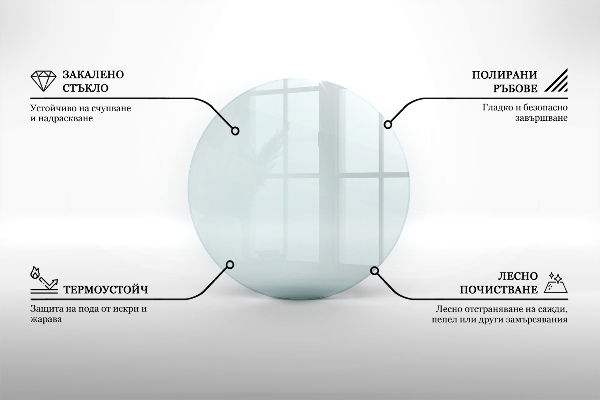 Üveg kandalló alátét fi70 cm