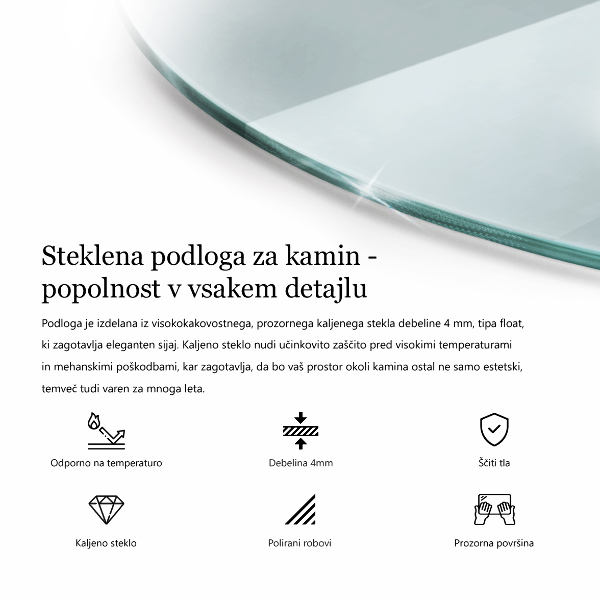 Üveg kandalló alátét fi80 cm