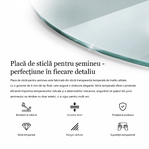 Üveg kandalló alátét fi80 cm