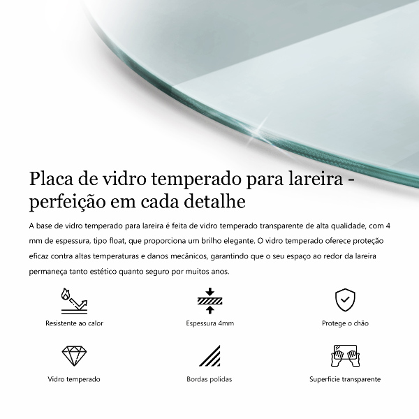 Üveg kandalló alátét fi80 cm