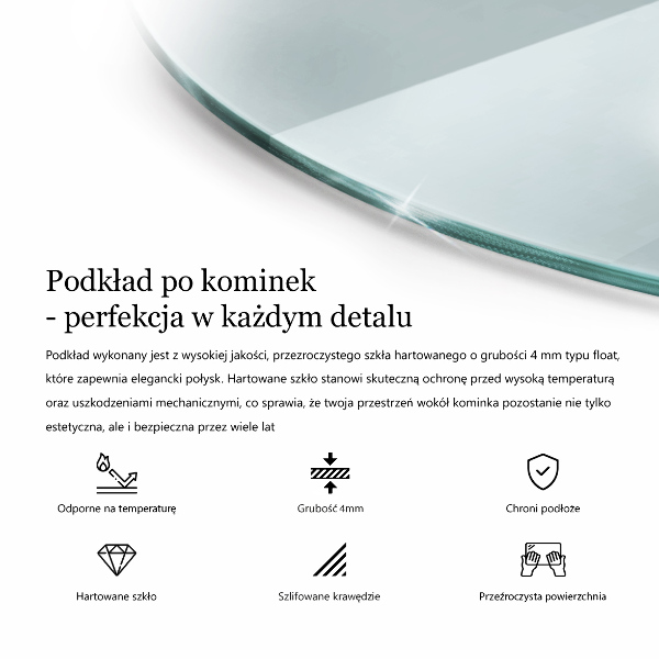 Üveg kandalló alátét fi90 cm