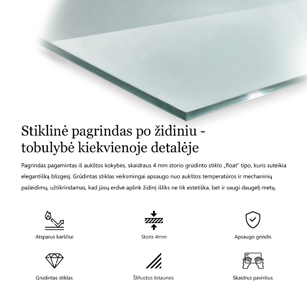 Kandalló üveg alátét 100x50 cm