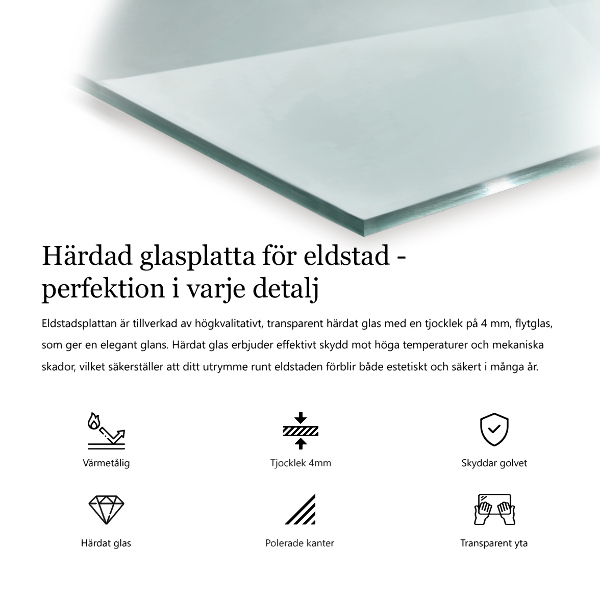 Kandalló üveg alátét 60x40 cm