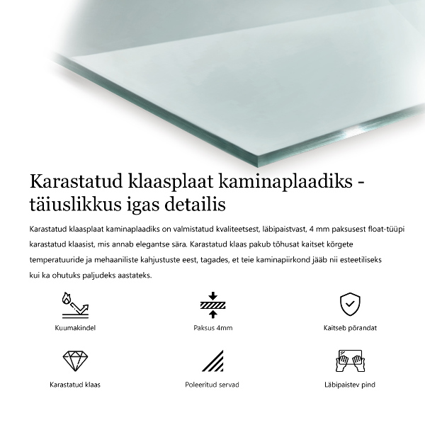 Kandalló üveg alátét 60x40 cm