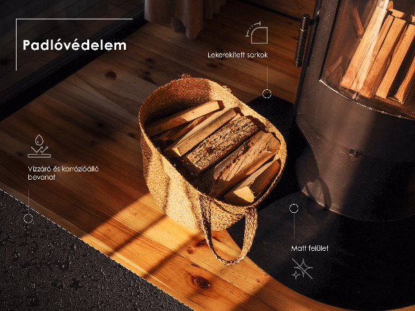 Téglalap alakú fekete kandalló alátét 100x70 cm