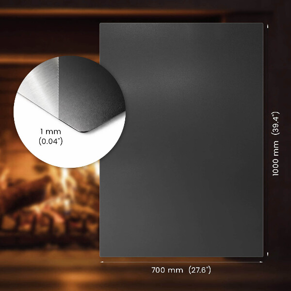Téglalap alakú fekete kandalló alátét 100x70 cm