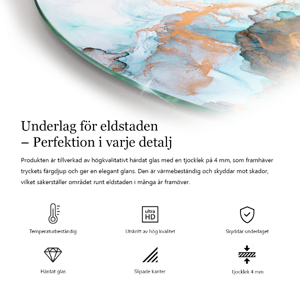 Negyedkör alakú kandalló alátét üveg Finom vonalak hullámai