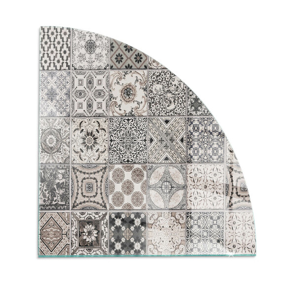 Negyedkör alakú üveg kandalló alátét Dekoratív csempe minták