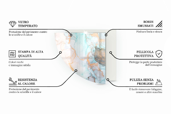 Negyedkör alakú kandalló alátét üveg Természetes kő minta