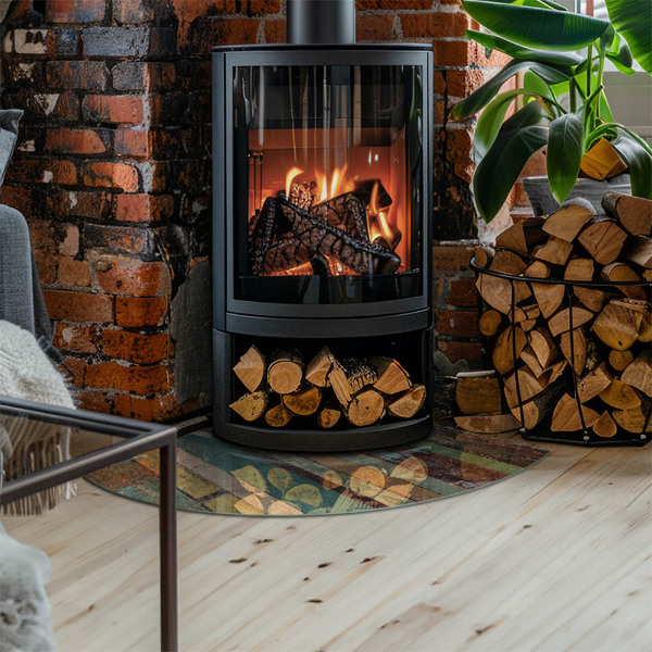 Negyedkör alakú kandalló alátét Különböző árnyalatú táblák