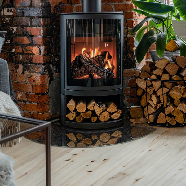 Negyedkör alakú kandalló alátét üveg Kő felületi textúra