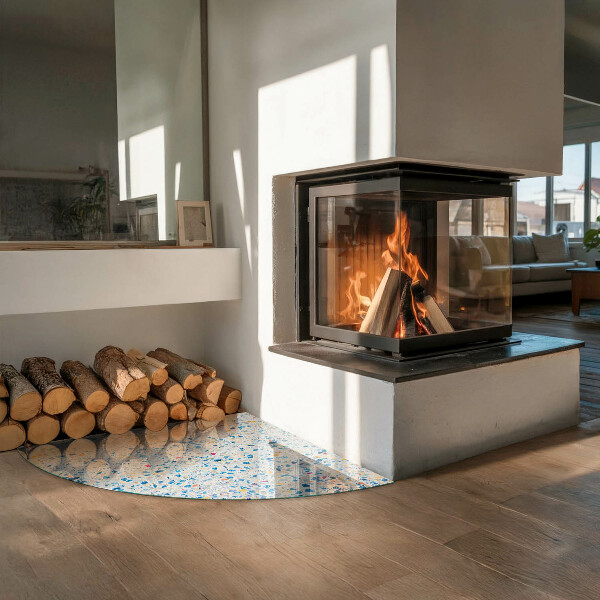 Negyedkör alakú kandalló alátét üveg Absztrakt textúra minta