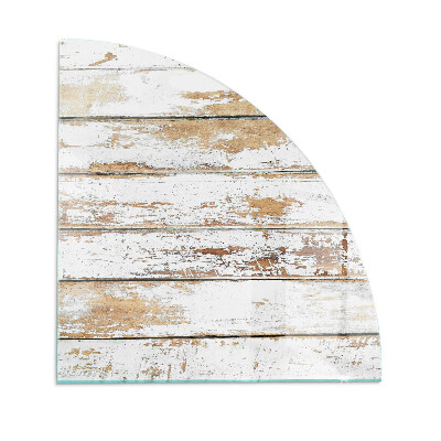 Negyedkör alakú üveg kandalló alátét Sérült fa tábla