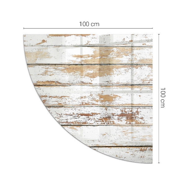 Negyedkör alakú üveg kandalló alátét Sérült fa tábla