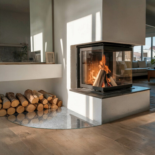 Negyedkör alakú kandalló alátét Nyers beton textúra