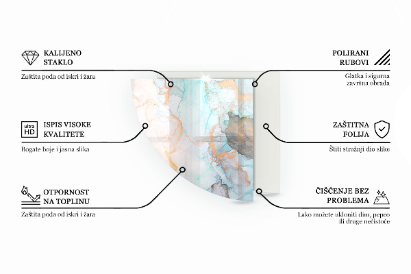 Negyedkör alakú kandalló alátét Absztrakt márványminta