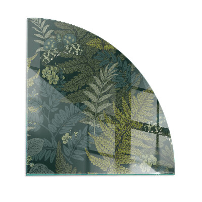 Negyedkör alakú kandalló alátét üveg Növényi motívumok pillangókkal