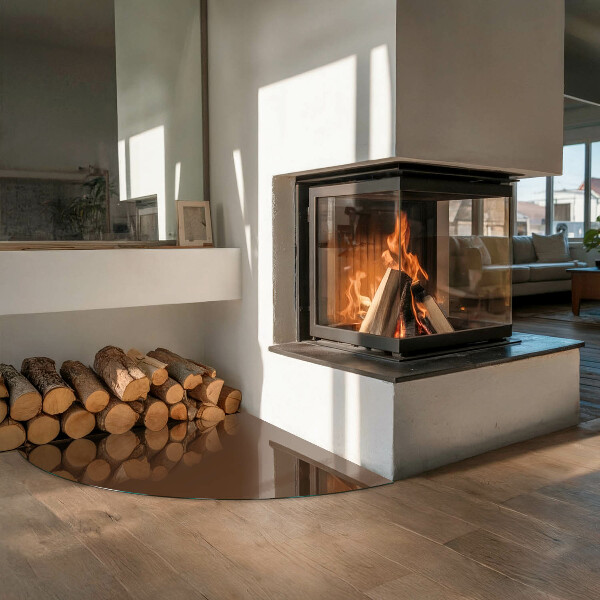 Negyedkör alakú üveg kandalló alátét Szín Barna