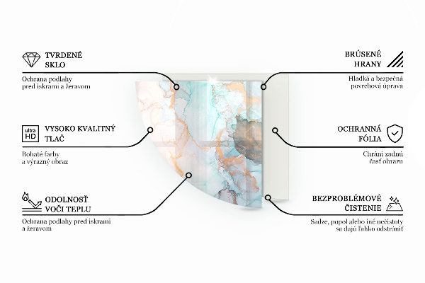 Negyedkör alakú kandalló alátét üveg Szín Sötétkék
