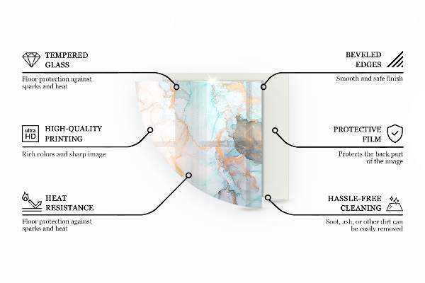 Negyedkör alakú kandalló alátét Olíva színű