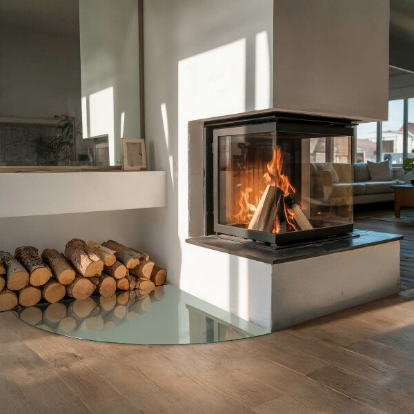 Negyedkör alakú kandalló alátét Szürkészöld színű