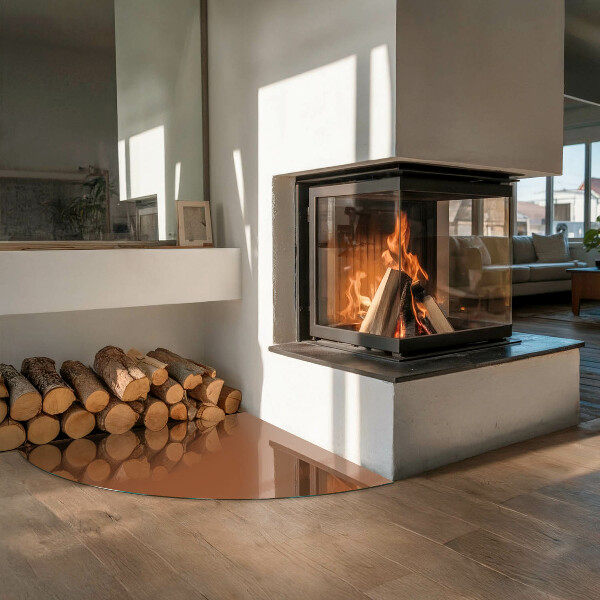 Negyedkör alakú üveg kandalló alátét Szín Barna