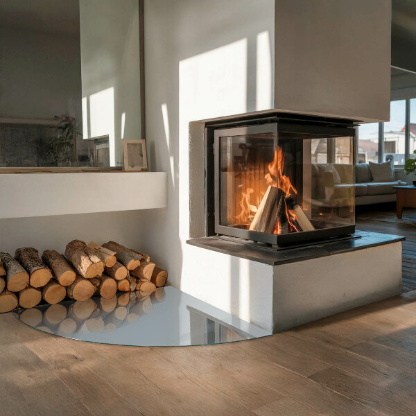 Negyedkör alakú kandalló alátét üveg Szín Szürke