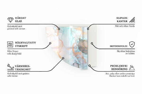 Negyedkör alakú kandalló alátét üveg Szín Szürkészöld