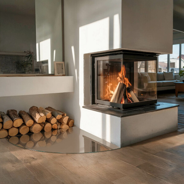 Negyedkör alakú kandalló alátét üveg Szín Barna