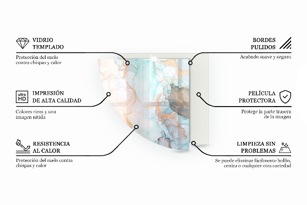 Negyedkör alakú kandalló alátét üveg Szín Szürke