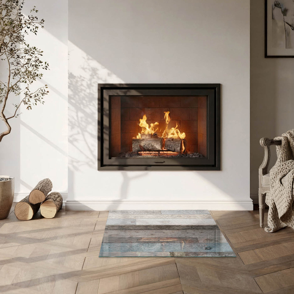 Négyzet alakú üveg kandalló alátét Különböző árnyalatú táblák