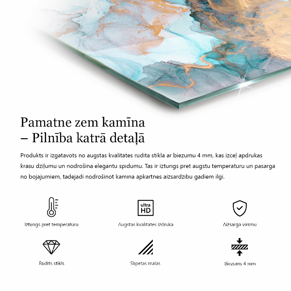 Négyzet alakú üveg kandalló alátét Fa deszkák textúrája