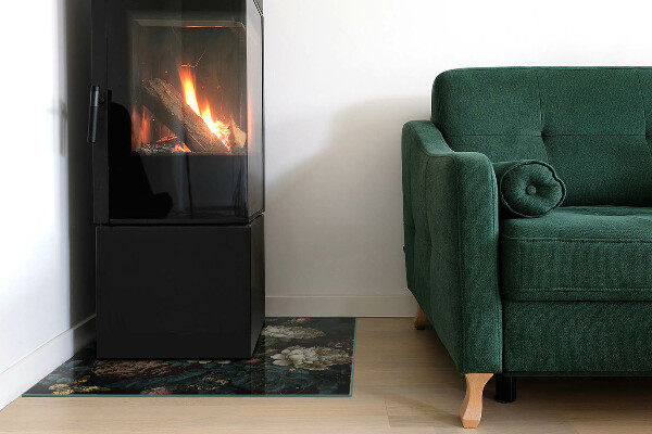 Négyzet alakú kandalló alátét Virágminta pillangókkal