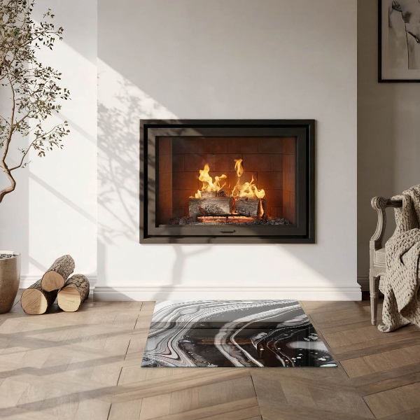 Négyzet alakú üveg kandalló alátét Absztrakt hullámok és vonalak