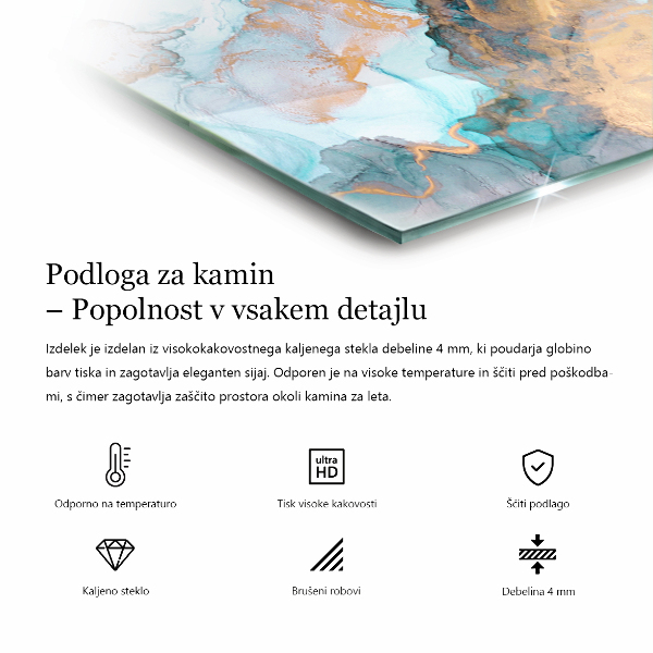 Négyzet alakú üveg kandalló alátét Absztrakt folyadékminta