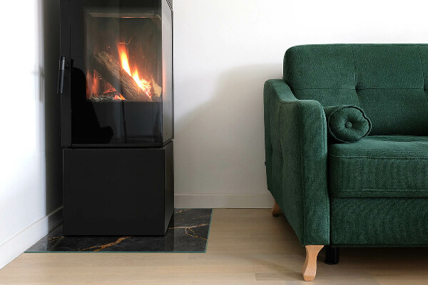 Négyzet alakú üveg kandalló alátét Elegáns márvány erezettel