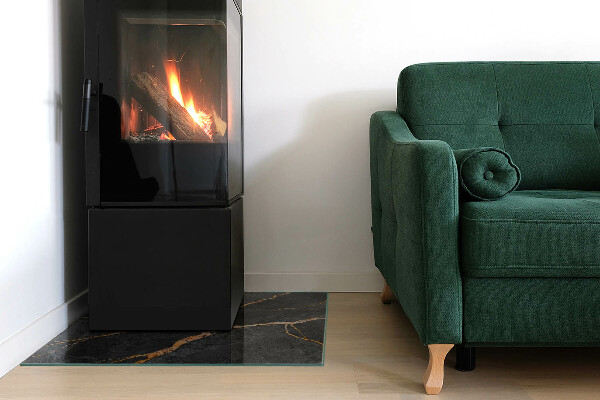 Négyzet alakú üveg kandalló alátét Elegáns márvány erezettel