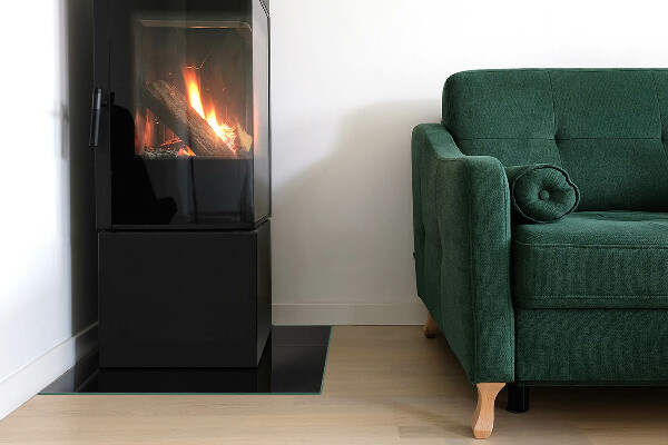 Négyzet alakú üveg kandalló alátét Szín Fekete