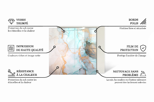 Négyzet alakú üveg kandalló alátét Szín Fekete