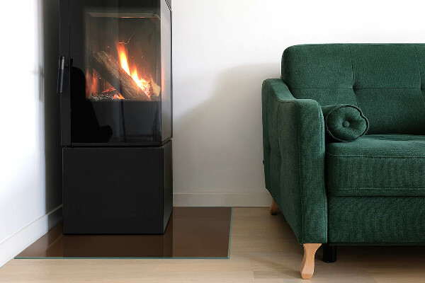 Négyzet alakú üveg kandalló alátét Szín Barna